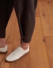 paçası ayarlanabilir ipeksi pantolon kahverengi 5