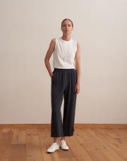 paçası ayarlanabilir ipeksi pantolon lacivert