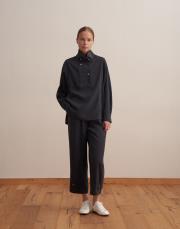 çıtçıt kapamalı ipeksi gömlek lacivert 2