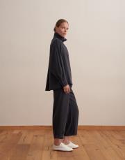 çıtçıt kapamalı ipeksi gömlek lacivert 3