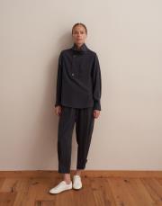 çıtçıt kapamalı ipeksi gömlek lacivert 5