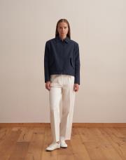 keten karışımlı vatkalı ceket lacivert