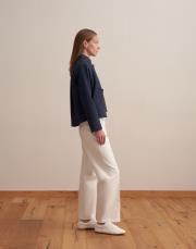 keten karışımlı vatkalı ceket lacivert 3