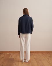 keten karışımlı vatkalı ceket lacivert 4