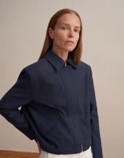 keten karışımlı vatkalı ceket lacivert 5