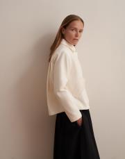 keten karışımlı vatkalı ceket ekru 2