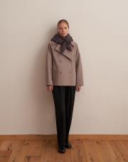 organik pamuk kruvaze trençkot vizon 2