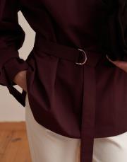 omuz pile detaylı gömlek mürdüm 7