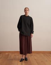 omuz pile detaylı gömlek siyah