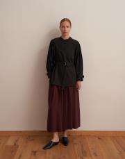 omuz pile detaylı gömlek siyah 4