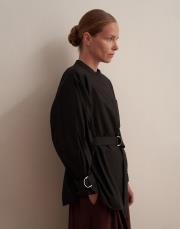 omuz pile detaylı gömlek siyah 5