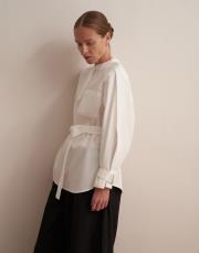 omuz pile detaylı gömlek ekru 6