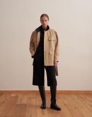 %100 koton cep detaylı parka camel