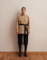 %100 koton cep detaylı parka camel 4