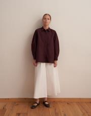 %100 pamuk balon kol gömlek mürdüm 4