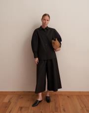 %100 pamuk balon kol gömlek siyah 5