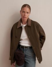 kapitone astarlı kadife yaka parka haki 5