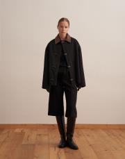 kapitone astarlı kadife yaka parka siyah