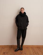 kapitone astarlı kadife yaka parka siyah 5