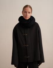 kapitone astarlı kadife yaka parka siyah 7