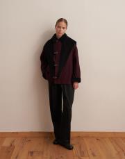 kapitone astarlı kadife yaka parka mürdüm 4