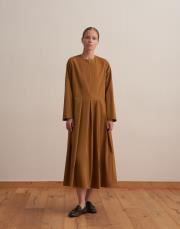 %100 koton pileli elbise hardal