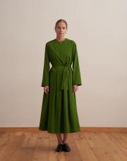 %100 koton pileli elbise yeşil 2