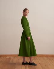%100 koton pileli elbise yeşil 3