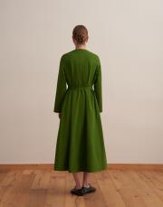 %100 koton pileli elbise yeşil 4