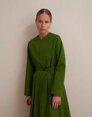 %100 koton pileli elbise yeşil 5