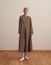 %100 koton pileli elbise açık haki