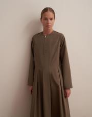 %100 koton pileli elbise açık haki 5