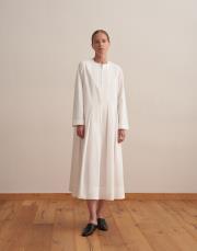 %100 koton pileli elbise ekru