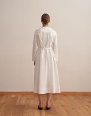 %100 koton pileli elbise ekru 4