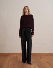 kaplama düğmeli triko hırka bordo