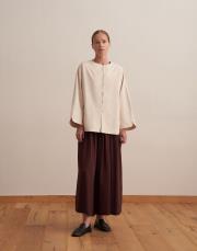 keten karışımlı biritli ceket bej