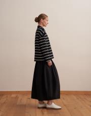 polo yaka rayon çizgili sweatshirt siyah 2