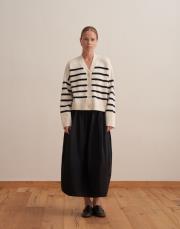 çizgili triko hırka ekru