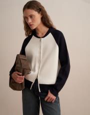 iki renkli pamuk triko hırka ekru 4