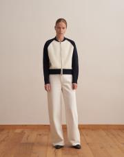 iki renkli pamuk triko hırka ekru 6