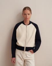 iki renkli pamuk triko hırka ekru 9