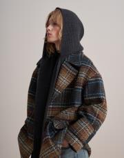 kapüşonlu triko atkı antrasit