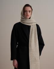 kapüşonlu triko atkı bej