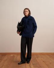 yün karışımlı triko atkı lacivert