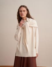 yün karışımlı triko atkı ekru 2