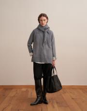 yün karışımlı balıkçı yaka triko kazak gri 4