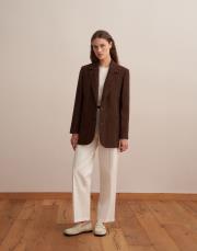 yün karışımlı blazer kahverengi