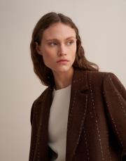 yün karışımlı blazer kahverengi 6