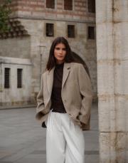 yün karışımlı blazer bej 6