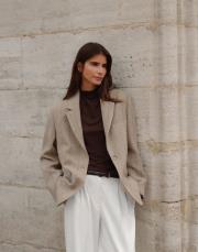 yün karışımlı blazer bej 7